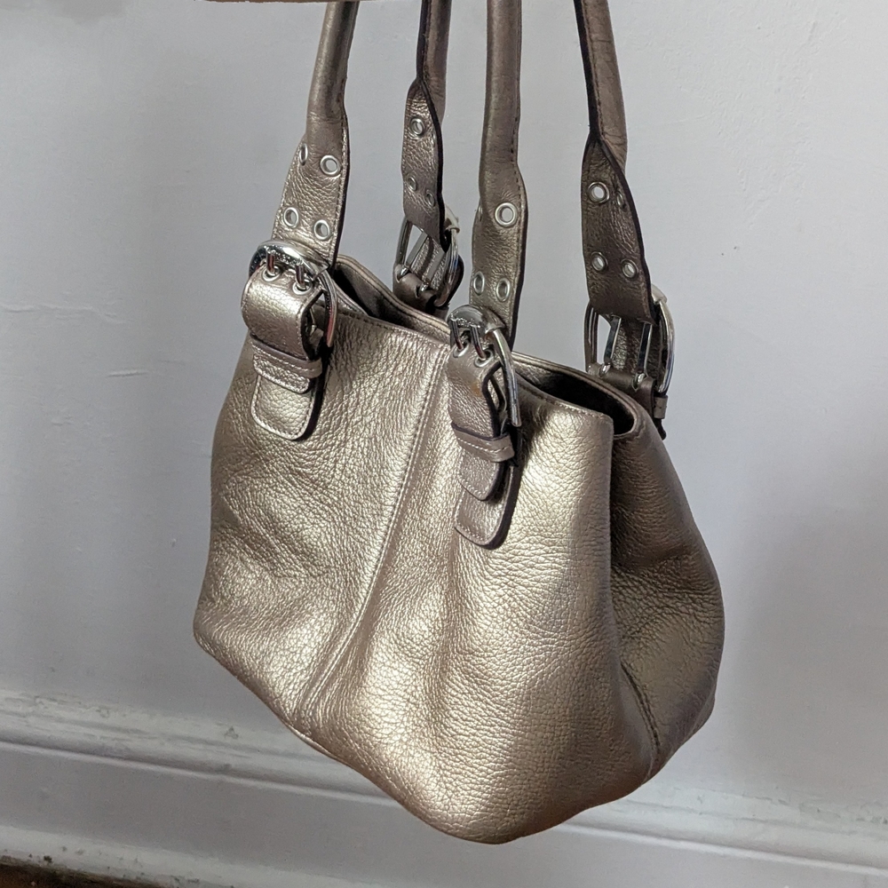 Tignanello Gold Metallic Thick Leather Gorgeous small Bag For Women